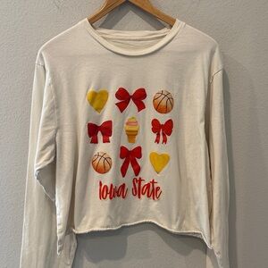 Iowa State Coquette Clone Cone Cropped Graphic Long Sleeve Shirt Size XL